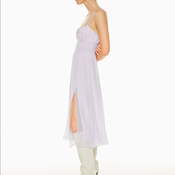 ARITZIA WILFRED Genoa Smocked Sleevless Dress | Soft Cyan Blue | Size Small - Picture 6 of 7